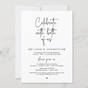 Firar med oss båda, Bröllop Elopement Party Inbjudningar