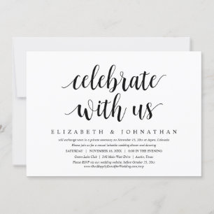 Firar med oss, Bröllop Elopement Middag Inbjudningar