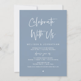 Firar med oss, Bröllop Elopement Party, Grått Inbjudningar
