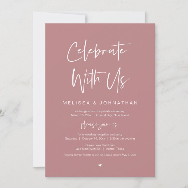 Firar med oss, Bröllop Elopement Party Inbjudningar (Framsida)