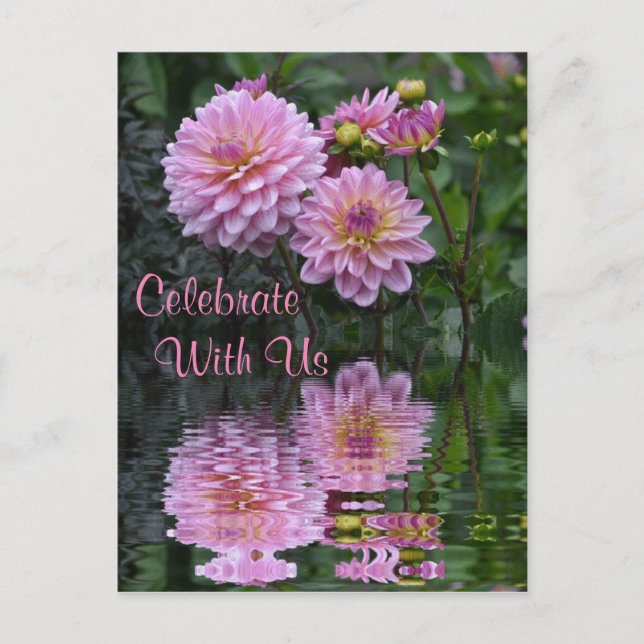 "Firar med oss" Dahlia-inbjudan Inbjudan Vykort (Framsida)