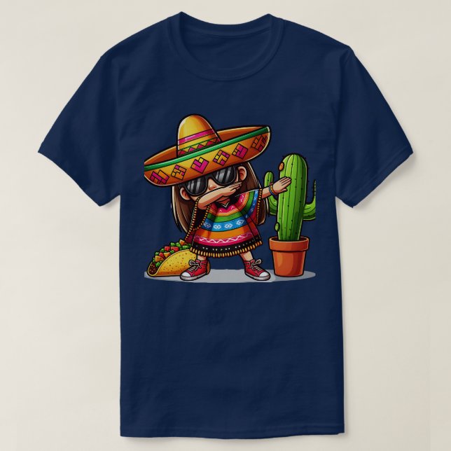 Firar med vår dabbing Mexikanska l T Shirt (Design framsida)
