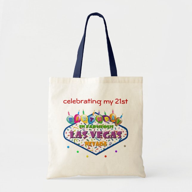 firar min 21:a BIRTHDAY i Las Vegas tote bag Tygkasse (Framsidan)