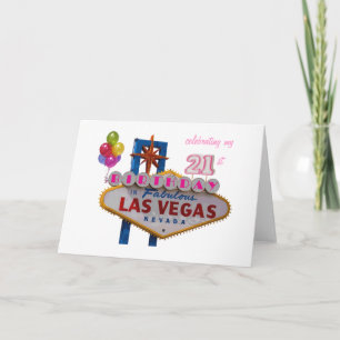firar min 21:a födelsedag i Las Vegas-ballonger Kort