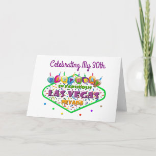 Firar mitt 30:e Las Vegas-födelsedagskort Kort