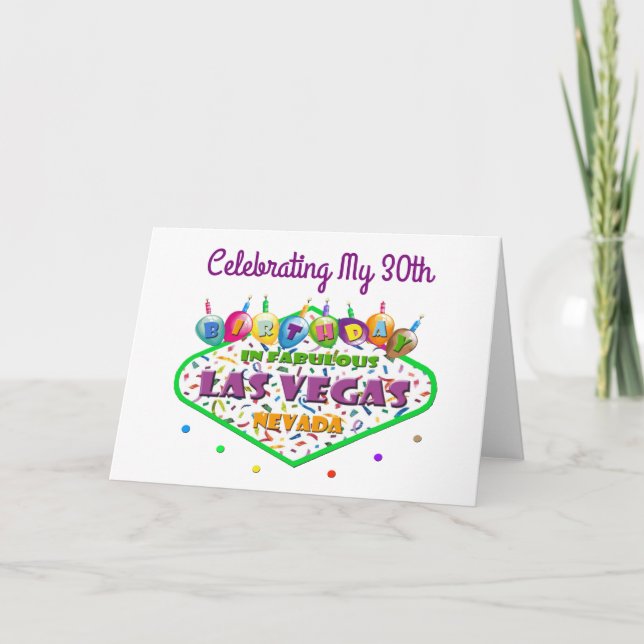 Firar mitt 30:e Las Vegas-födelsedagskort Kort (Framsida)