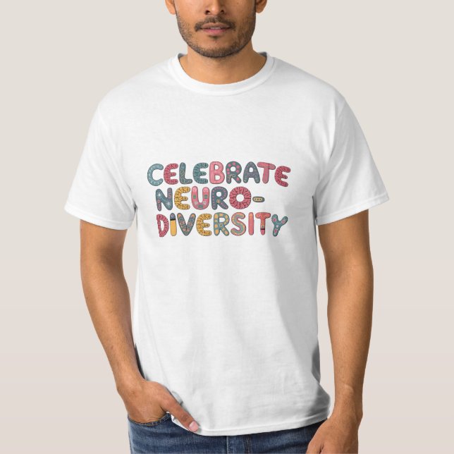 Firar neurodiversitet med unika utformningar t shirt (Framsida)