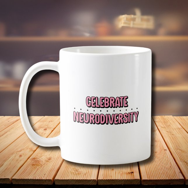 Firar Neurodiversity Rosa Typography Kaffemugg (Skapare uppladdad)