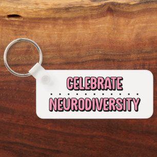 Firar Neurodiversity Rosa Typography Nyckelring