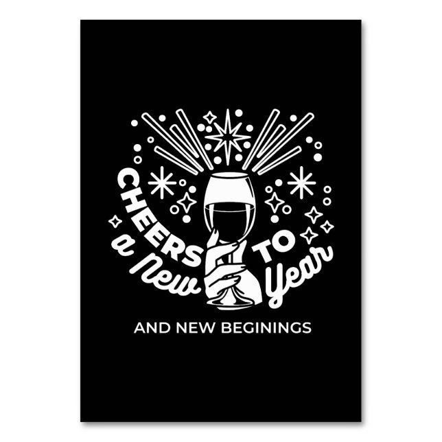 Firar nya begynnelser av glaset Vin 2 Bordsnummer (Framsidan)