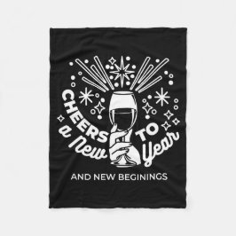 Firar nya begynnelser av glaset Vin 2 Fleecefilt