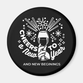 Firar nya begynnelser av glaset Vin 2 Magnet