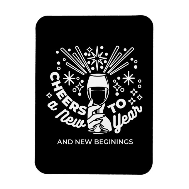 Firar nya begynnelser av glaset Vin 2 Magnet (Vertikal)