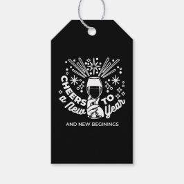 Firar nya begynnelser av glaset Vin 2 Presentetikett