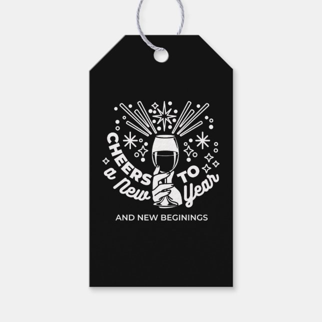 Firar nya begynnelser av glaset Vin 2 Presentetikett (Framsidan)