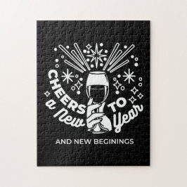 Firar nya begynnelser av glaset Vin 2 Pussel