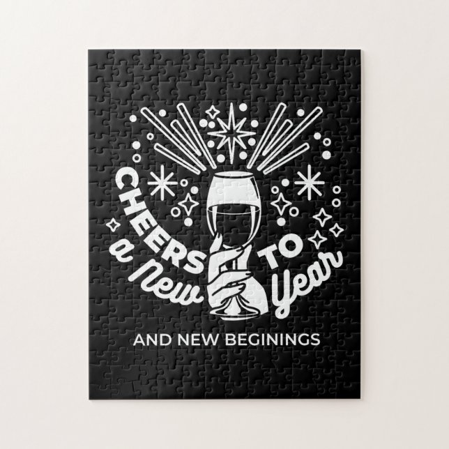 Firar nya begynnelser av glaset Vin 2 Pussel (Vertikal)