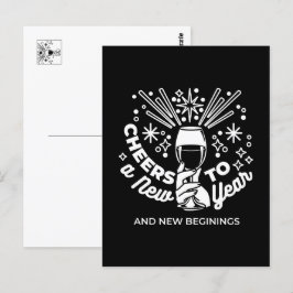 Firar nya begynnelser av glaset Vin 2 Vykort