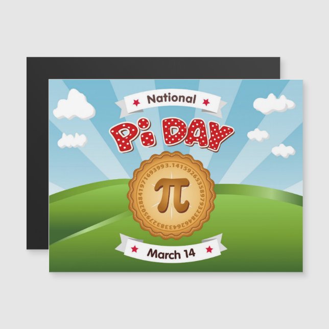 Firar Pi Day Magnet Card (Fram/baksida)