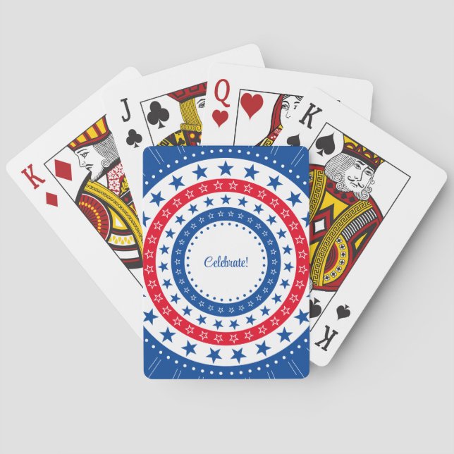 Firar Red, White och Blue Stars Casinokort (Baksidan)