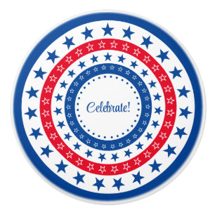Firar Red, White och Blue Stars Knopp