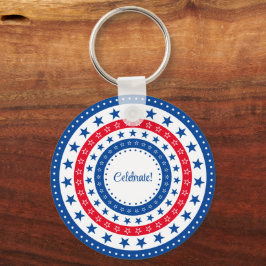 Firar Red, White och Blue Stars Nyckelring
