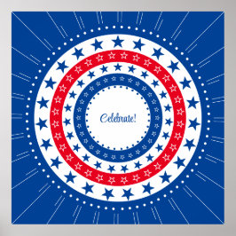 Firar Red, White och Blue Stars Poster