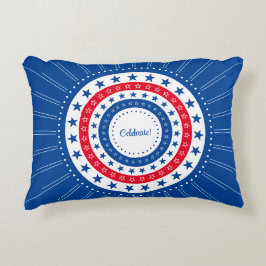 Firar Red, White och Blue Stars Prydnadskudde