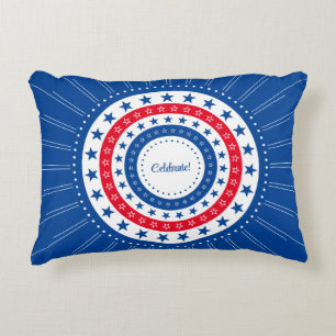Firar Red, White och Blue Stars Prydnadskudde