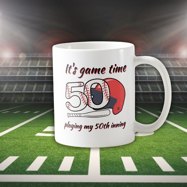 Firar sin 50:e basebollfödelsedag kaffemugg (Skapare uppladdad)