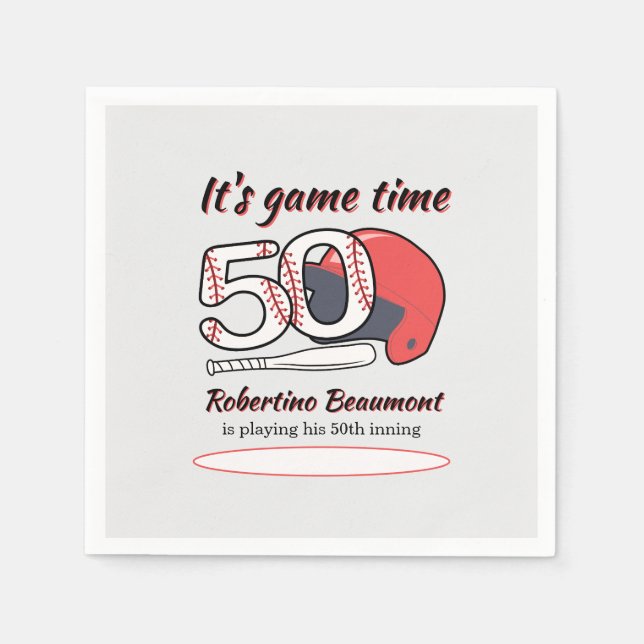 Firar sin 50:e basebollfödelsedag pappersservett (Framsidan)