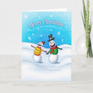 Firar Snögubbe God jul-kort Helgkort