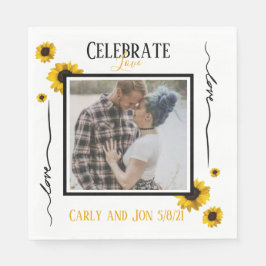 Firar solblommor från kärlek och ditt foto pappersservett