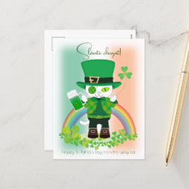 Firar St. Patrick's Day med en Lucky Cat Helg Vykort