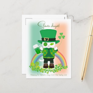Firar St. Patrick's Day med en Lucky Cat Helg Vykort