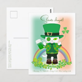 Firar St. Patrick's Day med en Lucky Cat Vykort