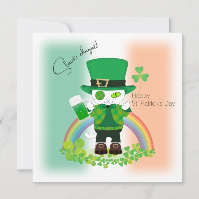 Firar St. Patrick's Day med ett Lucky Cat Card (Framsida)