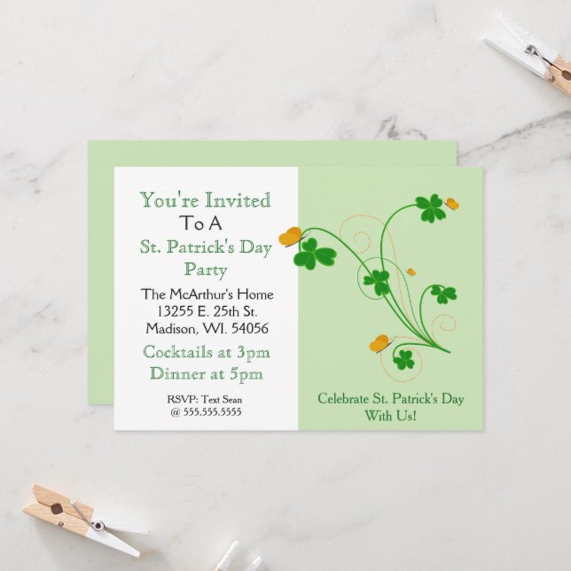 Firar St. Patrick's Day med oss!" Party Invita Inbjudningar (Fram/Back In Situ)