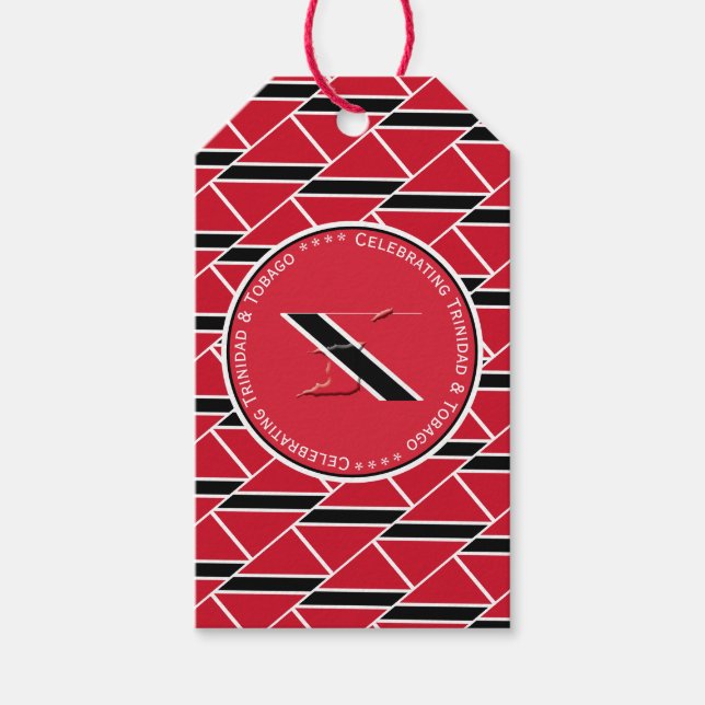 Firar TRINIDAD & TOBAGO FLAG Anpassad bild Presentetikett (Framsidan)