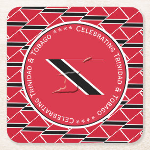 Firar TrINIDAD & TOBAGO FLAGGA Anpassningsbar Phot Underlägg Papper Kvadrat