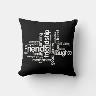 Firar Vänskap Black Square Pillow Kudde