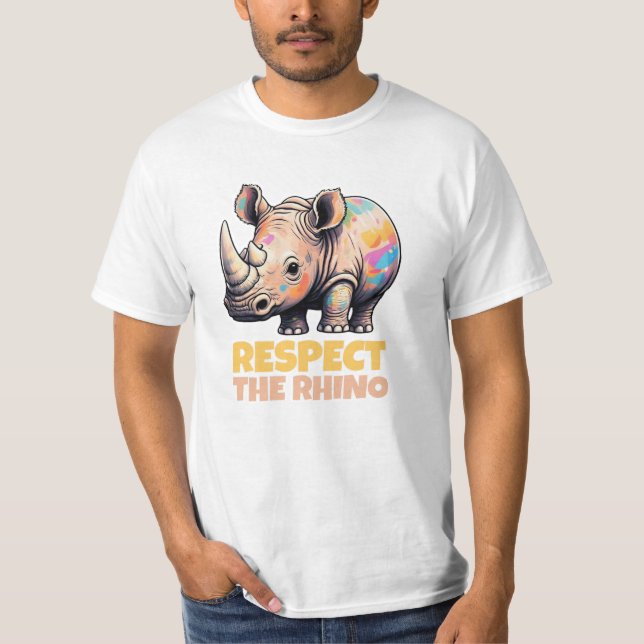 Firar Wildlife med Rhino Art T Shirt (Framsida)