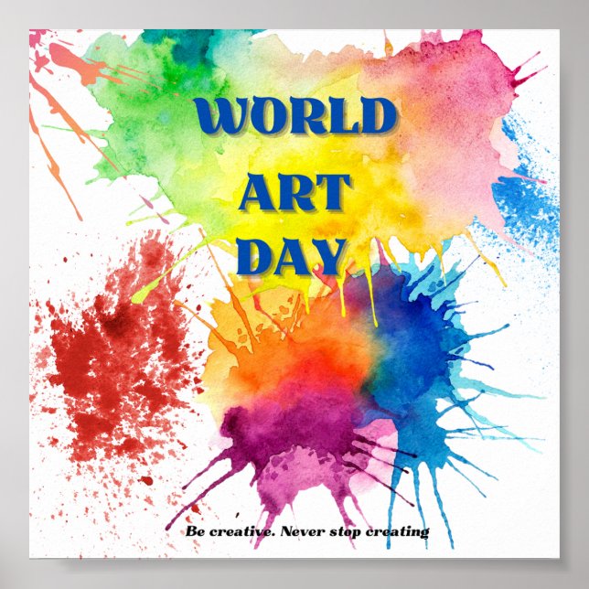 Firar World Art Day med fantastisk vattenfärg W Poster (Framsidan)