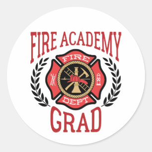 Fire Academy Grad Studenten Runt Klistermärke