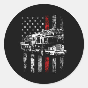 Fire American Flagga Thin Red Line Firefighter Runt Klistermärke