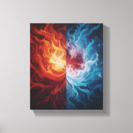 Fire and Ice Abstract Elemental Dualism Art Canvastryck