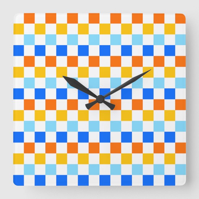 Fire and ice checkerboard pattern fyrkantig klocka (Framsida)