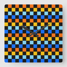 Fire and ice checkerboard pattern fyrkantig klocka