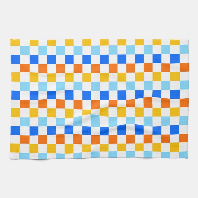 Fire and ice checkerboard pattern kökshandduk (Horisontell)