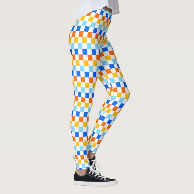 Fire and ice checkerboard pattern leggings (Höger)